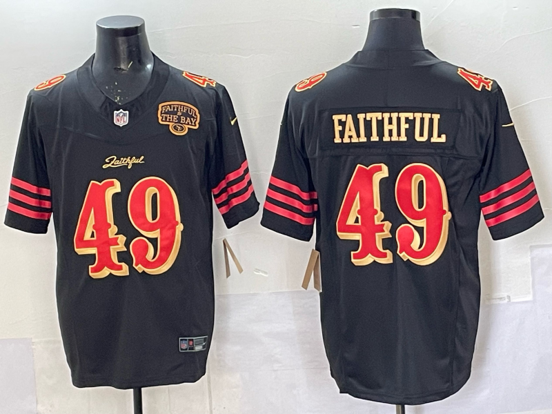 Men San Francisco 49ers #49 Faithful black 2025 Nike NFL Jersey 0010